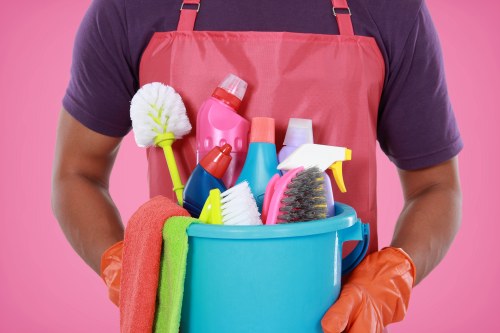 Professional carpet cleaning team at work