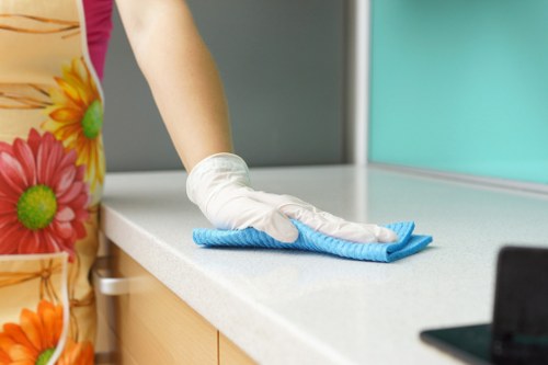 Eco-friendly cleaning agents being applied to a building