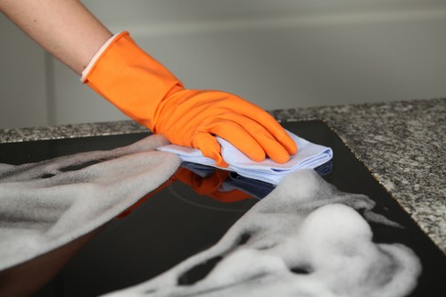 Professional cleaner at work in a modern home