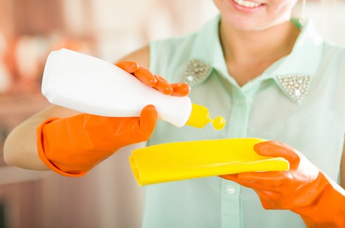 Cleaning team preparing for one-off service