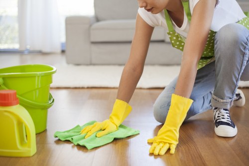 Satisfied customer with freshly cleaned carpets